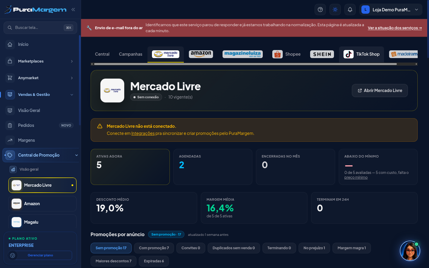 Promoções do Mercado Livre por anúncio
